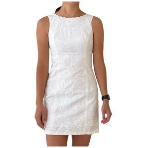 Lilly Pulitzer Mila Lion In The Sun White Lace Panel Trim Shift Dress 0